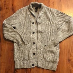 Grey men’s cardigan.
